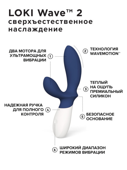 Синий вибромассажер простаты Lelo Loki Wave 2 - 19,6 см. Синий вибромассажер простаты Lelo Loki Wave 2 - 19,6 см.