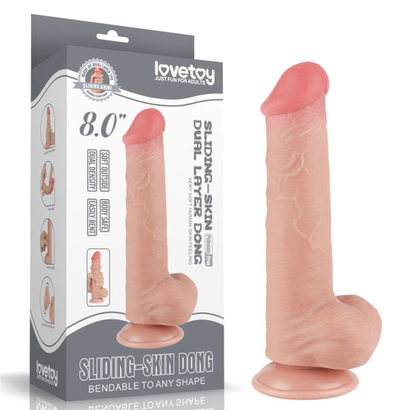 Телесный фаллоимитатор 8 Sliding Skin Dual Layer Dong - 20,8 см. Телесный фаллоимитатор 8 Sliding Skin Dual Layer Dong - 20,8 см.