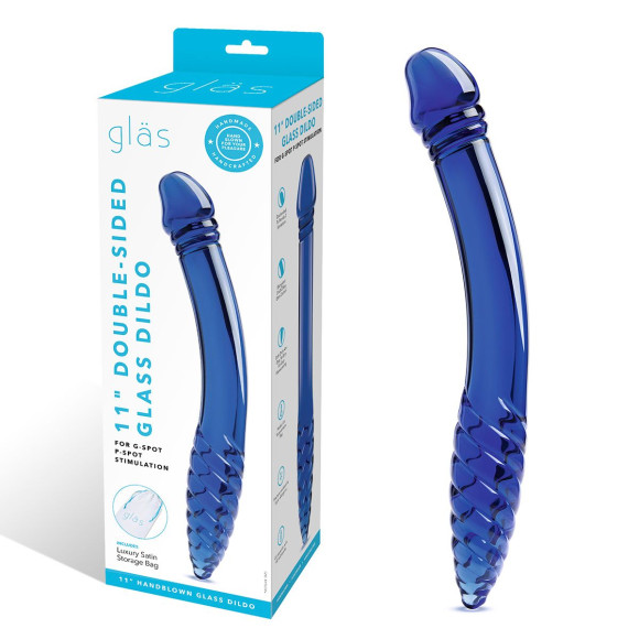 Синий двусторонний стеклянный стимулятор 11’’ Double-sided Glass Dildo For G-Spot P-Spot Stimulation - 28 см. Синий двусторонний стеклянный стимулятор 11’’ Double-sided Glass Dildo For G-Spot P-Spot Stimulation - 28 см.