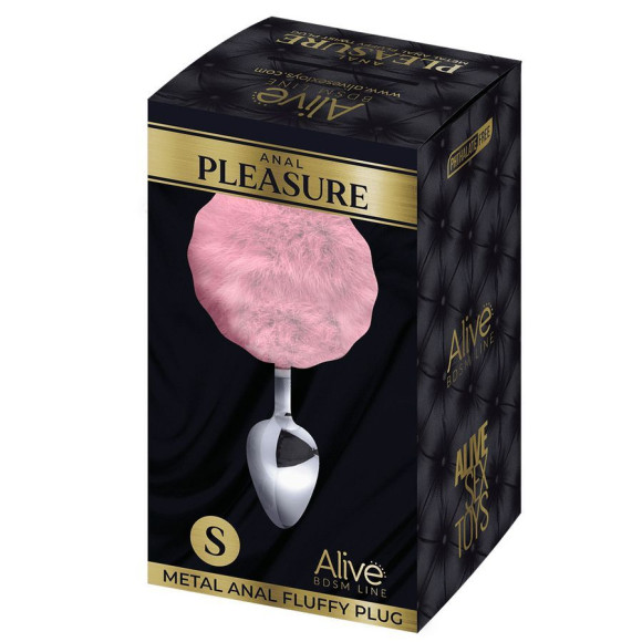 Серебристая анальная втулка с розовым хвостиком Alive Metal Anal Fluffly Plug S Серебристая анальная втулка с розовым хвостиком Alive Metal Anal Fluffly Plug S