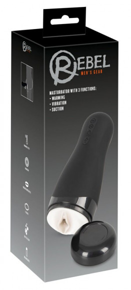 Черный вибромастурбатор с подогревом Masturbator with 3 Functions