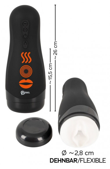 Черный вибромастурбатор с подогревом Masturbator with 3 Functions