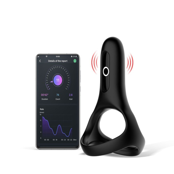 Черное виброкольцо Magic Motion Rise с подхватом мошонки Черное виброкольцо Magic Motion Rise с подхватом мошонки