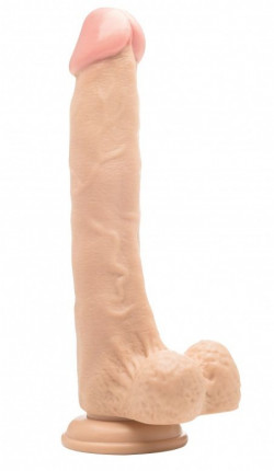 Телесный фаллоимитатор Realistic Cock 10  With Scrotum - 27 см.