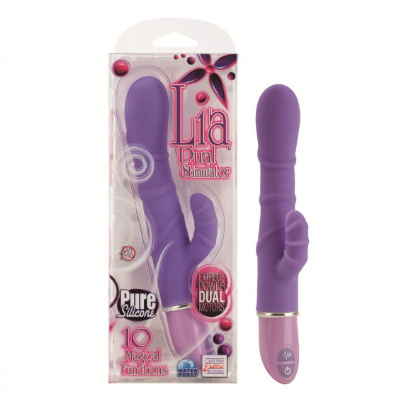 Фиолетовый силиконовый вибратор LIA DUAL STIMULATOR - 13 см. Фиолетовый силиконовый вибратор LIA DUAL STIMULATOR - 13 см.