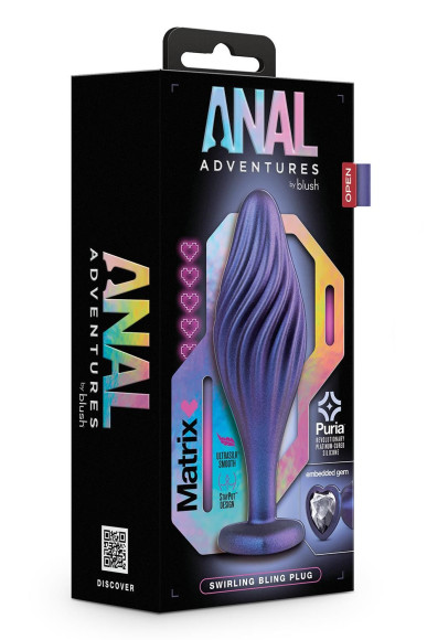 Фиолетовая анальная пробка с кристаллом-сердцем Matrix Swirling Bling Plug - 11,4 см. Фиолетовая анальная пробка с кристаллом-сердцем Matrix Swirling Bling Plug - 11,4 см.