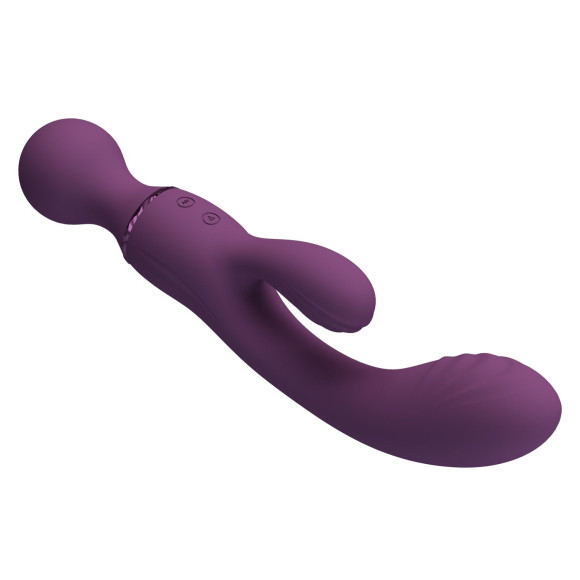 Сливовый двусторонний вибратор 2-в-1 All Rounder - кролик и wand Сливовый двусторонний вибратор 2-в-1 All Rounder - кролик и wand