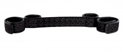 Чёрная виниловая распорка для ног Soft Spreader Bar с манжетами для рук Чёрная виниловая распорка для ног Soft Spreader Bar с манжетами для рук