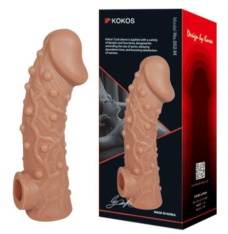 Телесная насадка на фаллос с отверстием для мошонки Cock Sleeve 002 Size M - 15,6 см.