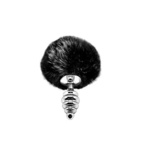 Серебристая анальная пробка с черным хвостиком Metal Anal Fluffly Twist Plug S Серебристая анальная пробка с черным хвостиком Metal Anal Fluffly Twist Plug S