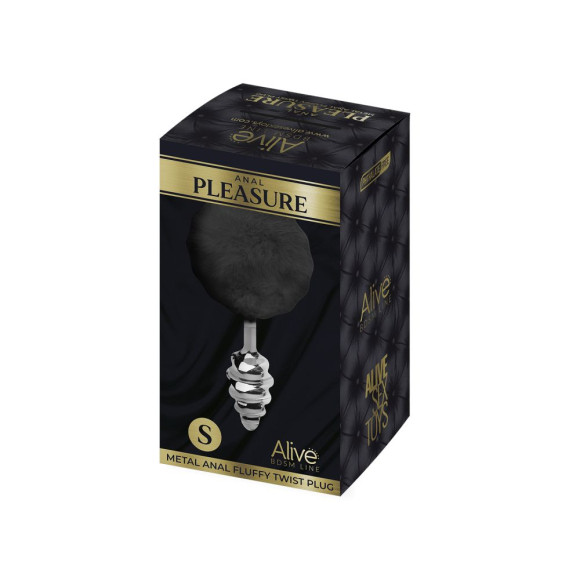 Серебристая анальная пробка с черным хвостиком Metal Anal Fluffly Twist Plug S Серебристая анальная пробка с черным хвостиком Metal Anal Fluffly Twist Plug S