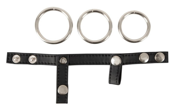 Подхват для мошонки с 3 съемными эрекционными кольцами Leder-Riemen Подхват для мошонки с 3 съемными эрекционными кольцами Leder-Riemen