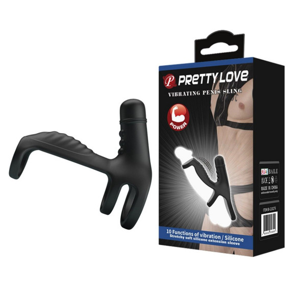 Черная вибронасадка на пенис Vibrating Penis Sling Черная вибронасадка на пенис Vibrating Penis Sling