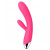 Ярко-розовый вибратор Angel с клиторальным отростком и нагревом - 19 см.