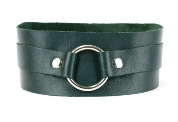 Изумрудный широкий ошейник с кольцом Collar Emerald Изумрудный широкий ошейник с кольцом Collar Emerald