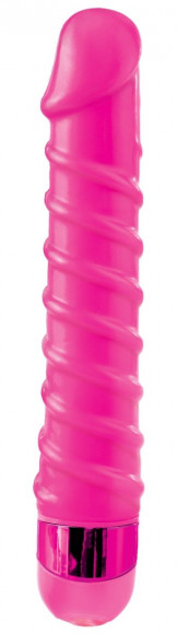 Розовый вибромассажер с винтовыми ребрышками Candy Twirl Massager - 16,5 см. Розовый вибромассажер с винтовыми ребрышками Candy Twirl Massager - 16,5 см.