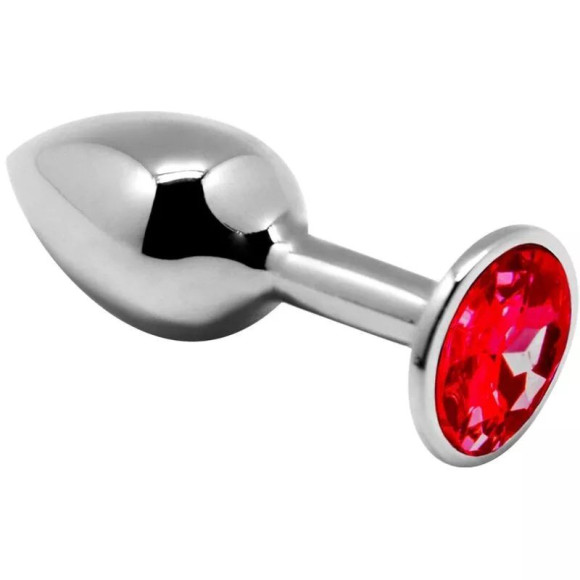 Серебристая анальная втулка с красным кристаллом Mini Metal Butt Plug Size S - 7 см. Серебристая анальная втулка с красным кристаллом Mini Metal Butt Plug Size S - 7 см.