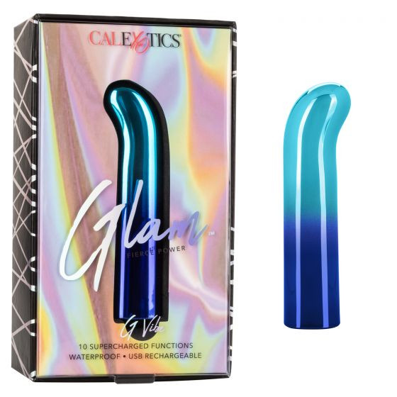 Голубой изогнутый мини-вибромассажер Glam G Vibe - 12 см. Голубой изогнутый мини-вибромассажер Glam G Vibe - 12 см.