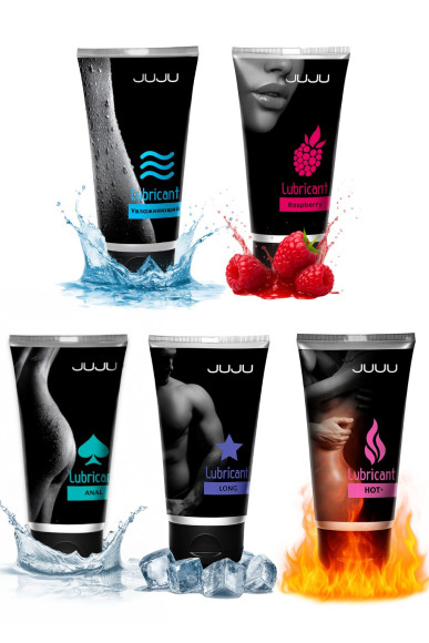 Набор из 5 лубрикантов JUJU (увлажняющий, Hot+, Long, Anal, малина) Набор из 5 лубрикантов JUJU (увлажняющий, Hot+, Long, Anal, малина)
