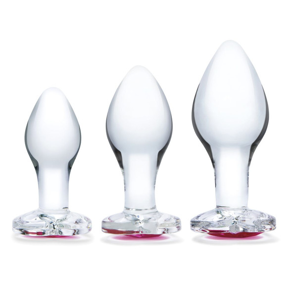 Набор из 3 стеклянных анальных пробок Heart Jewel Plug Set Набор из 3 стеклянных анальных пробок Heart Jewel Plug Set