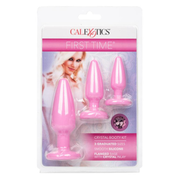 Набор из 3 розовых анальных пробок Crystal Booty Kit Набор из 3 розовых анальных пробок Crystal Booty Kit