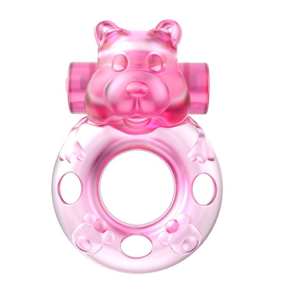 Розовое эрекционное виброкольцо на пенис Pink Bear Розовое эрекционное виброкольцо на пенис Pink Bear