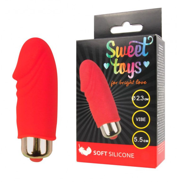 Красный вибромассажер Sweet Toys - 5,5 см. Красный вибромассажер Sweet Toys - 5,5 см.