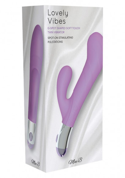 Фиолетовый вибратор Lovely Vibes G-spot Twin - 20 см. Фиолетовый вибратор Lovely Vibes G-spot Twin - 20 см.