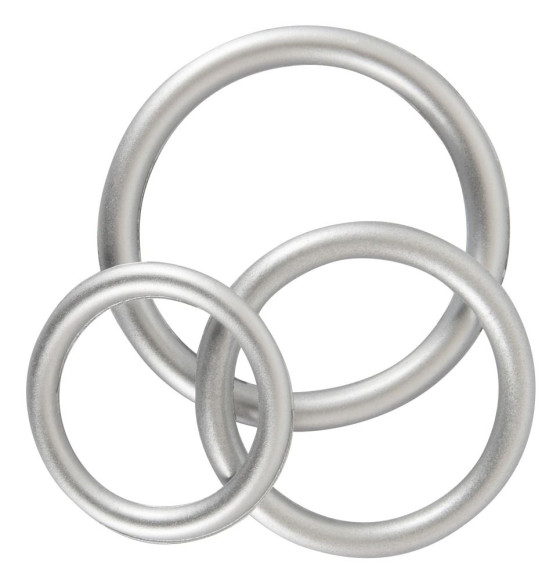 Набор из 3 эрекционных колец под металл Metallic Silicone Cock Ring Set Набор из 3 эрекционных колец под металл Metallic Silicone Cock Ring Set