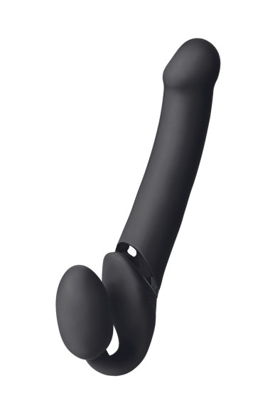 Черный безремневой вибрострапон Vibrating Bendable Strap-On - size L Черный безремневой вибрострапон Vibrating Bendable Strap-On - size L