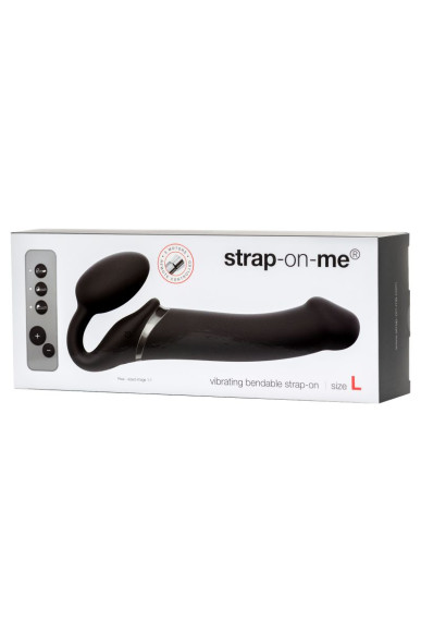 Черный безремневой вибрострапон Vibrating Bendable Strap-On - size L Черный безремневой вибрострапон Vibrating Bendable Strap-On - size L