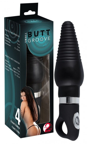 Черная анальная втулка с вибрацией Butt Groove Small - 17 см. Черная анальная втулка с вибрацией Butt Groove Small - 17 см.