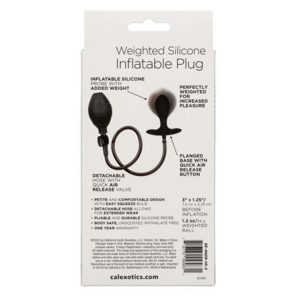 Черная расширяющаяся анальная пробка Weighted Silicone Inflatable Plug M Черная расширяющаяся анальная пробка Weighted Silicone Inflatable Plug M