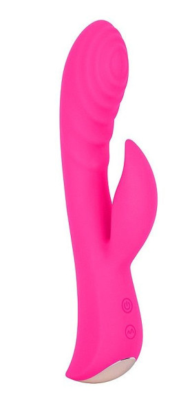 Ярко-розовый вибромассажер-кролик 5 Silicone Ripple Passion - 19,1 см. Ярко-розовый вибромассажер-кролик 5 Silicone Ripple Passion - 19,1 см.