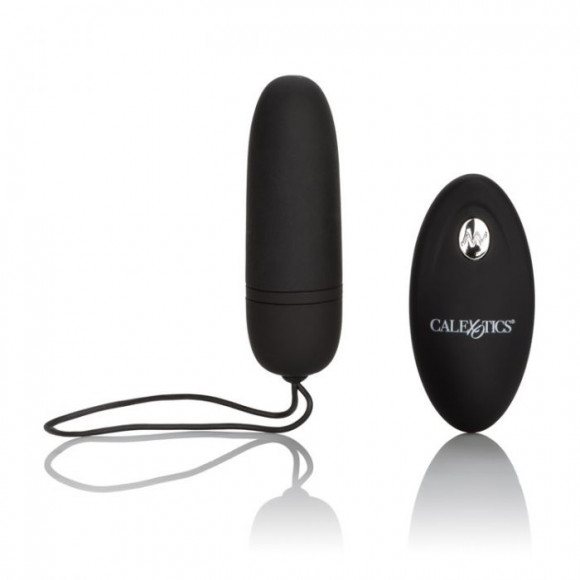 Чёрное виброяйцо Silicone Remote Bullet с пультом ДУ