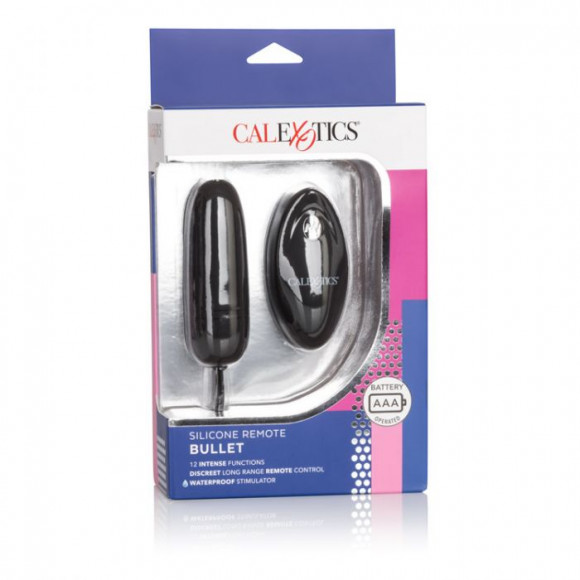 Чёрное виброяйцо Silicone Remote Bullet с пультом ДУ