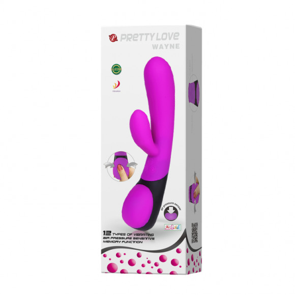 Фиолетовый вибратор Pretty Love с клиторальным отростком - 21 см.