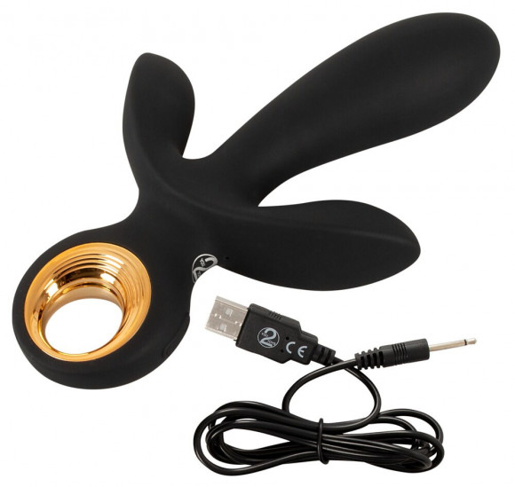 Черный вибратор с функцией расширения Inflatable Triple Vibrator - 18,9 см.