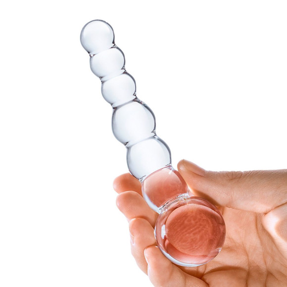 Изогнутный прозрачный стимулятор Beaded Dildo - 13 см.