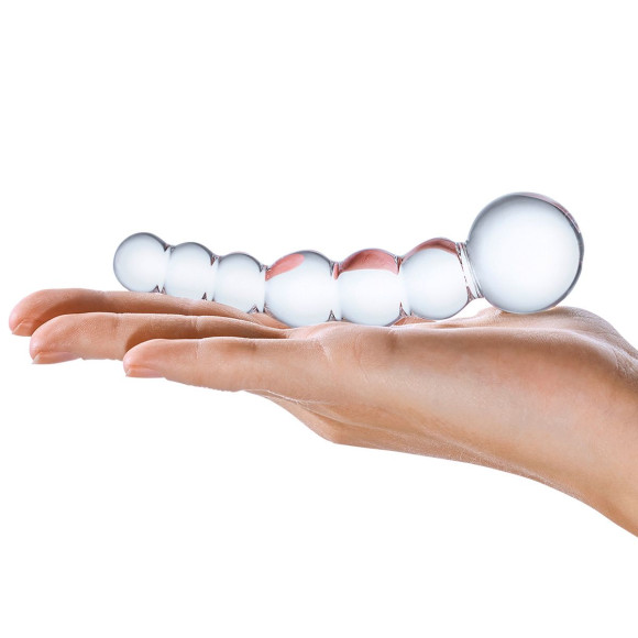 Изогнутный прозрачный стимулятор Beaded Dildo - 13 см.