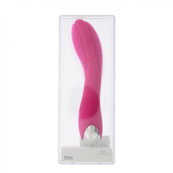 Розовый вибратор с поверхностью-щёточкой OLINA PINK - 17 см. Розовый вибратор с поверхностью-щёточкой OLINA PINK - 17 см.