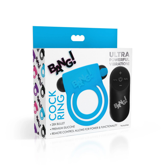 Голубое эрекционное виброкольцо 28X Remote Control Vibrating Cock Ring & Bullet Голубое эрекционное виброкольцо 28X Remote Control Vibrating Cock Ring & Bullet