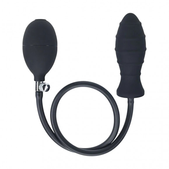 Черная анальная втулка с функцией расширения Ribbed Inflatable Silicone Anal Plug Черная анальная втулка с функцией расширения Ribbed Inflatable Silicone Anal Plug