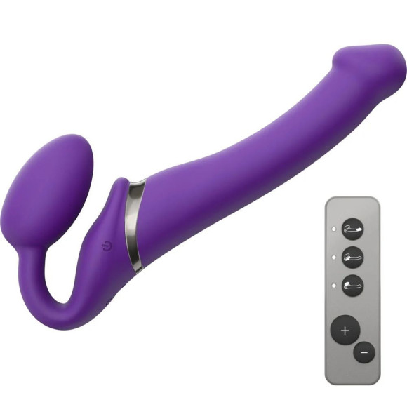 Фиолетовый безремневой вибрострапон Silicone Bendable Strap-On - size M Фиолетовый безремневой вибрострапон Silicone Bendable Strap-On - size M