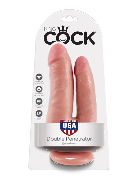 Фаллоимитатор для двойного проникновения DOUBLE PENETRATOR на присоске - 20,9 см. Фаллоимитатор для двойного проникновения DOUBLE PENETRATOR на присоске - 20,9 см.