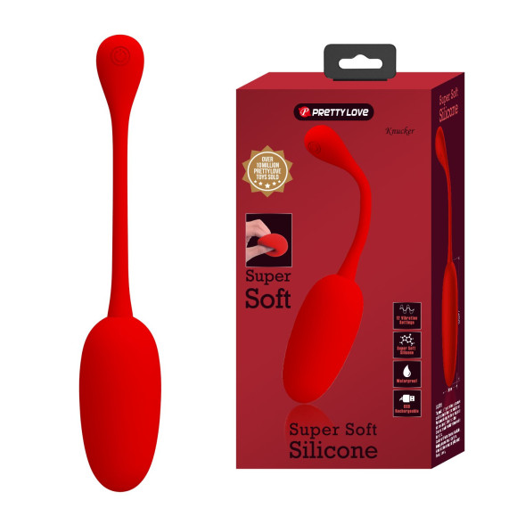 Красное перезаряжаемое виброяйцо Knucker Красное перезаряжаемое виброяйцо Knucker
