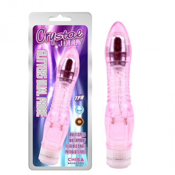 Розовый вибратор Glitters Dual Probe - 22,2 см. Розовый вибратор Glitters Dual Probe - 22,2 см.