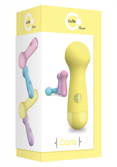 Жёлтый вибромассажер CARA SMALL WAND YELLOW - 14 см. Жёлтый вибромассажер CARA SMALL WAND YELLOW - 14 см.