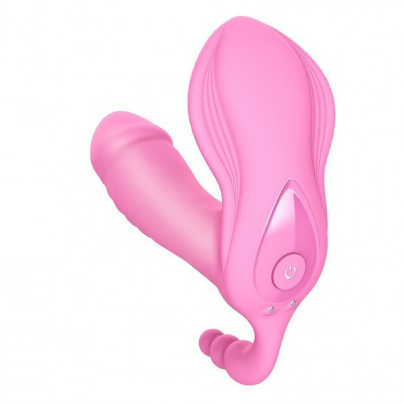 Розовый вибромассажер с клиторальным стимулятором SEX MASSAGER и пультом ДУ Розовый вибромассажер с клиторальным стимулятором SEX MASSAGER и пультом ДУ