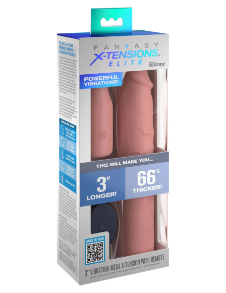 Телесная вибронасадка на член 3 Vibrating Mega X-tension with Remote - 22,9 см. Телесная вибронасадка на член 3 Vibrating Mega X-tension with Remote - 22,9 см.